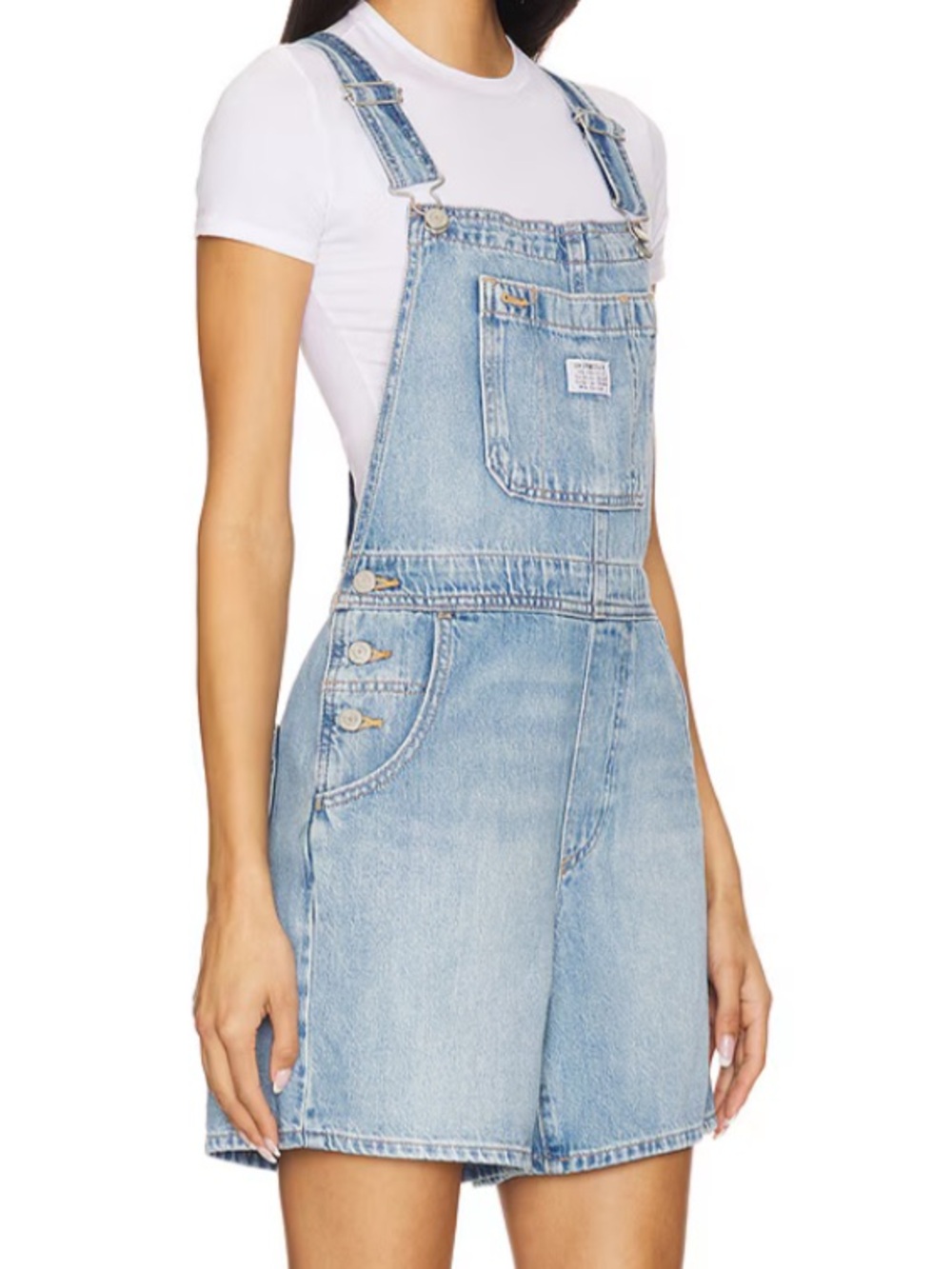 Levi Utility Shortall in Summer Job Light Wash Denim Short Overalls size Large